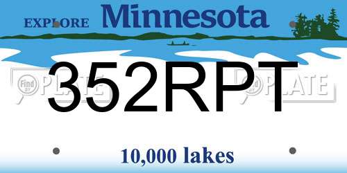 352RPT Minnesota License Plate