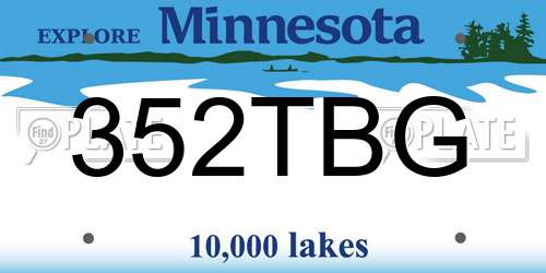 352TBG Minnesota License Plate