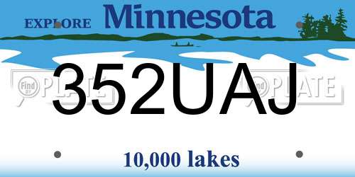 352UAJ Minnesota License Plate