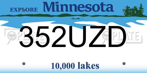 352UZD Minnesota License Plate