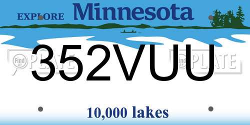352VUU Minnesota License Plate
