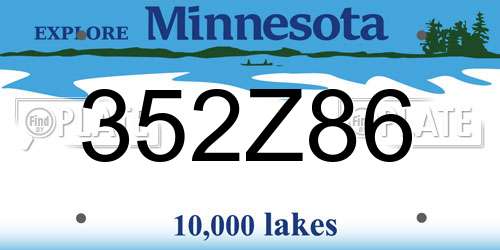 352Z86 Minnesota License Plate