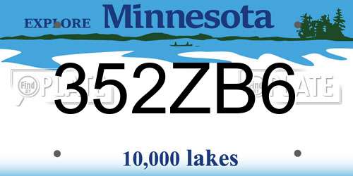 352ZB6 Minnesota License Plate