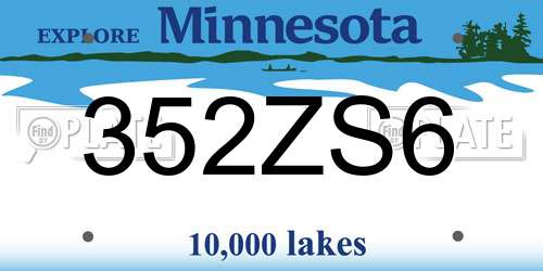 352ZS6 Minnesota License Plate