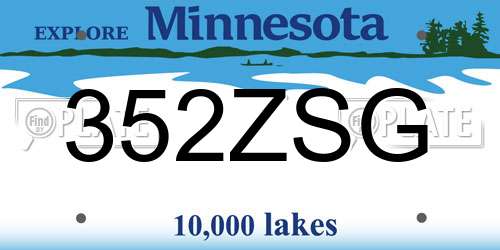 352ZSG Minnesota License Plate