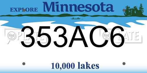 353AC6 Minnesota License Plate