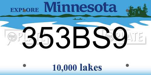 353BS9 Minnesota License Plate