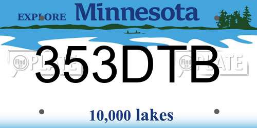 353DTB Minnesota License Plate