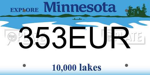 353EUR Minnesota License Plate
