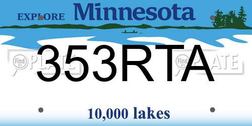 353RTA Minnesota License Plate