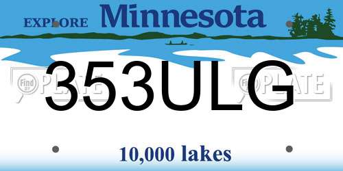 353ULG Minnesota License Plate