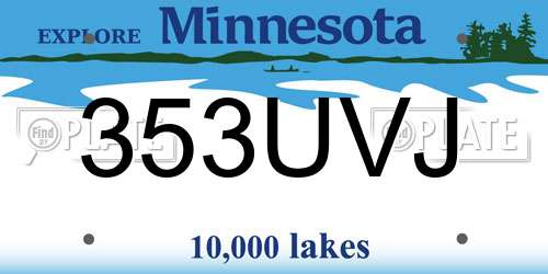353UVJ Minnesota License Plate