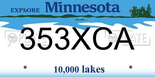 353XCA Minnesota License Plate