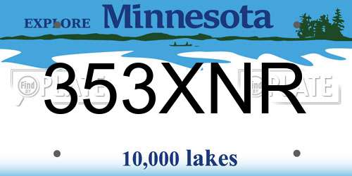 353XNR Minnesota License Plate
