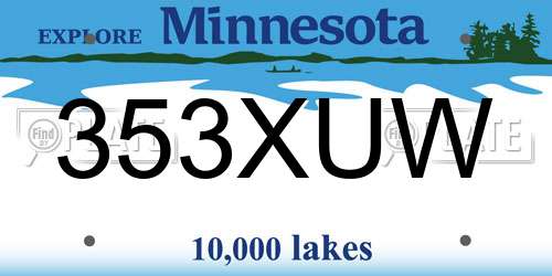 353XUW Minnesota License Plate