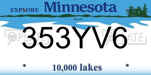 353YV6 Minnesota License Plate