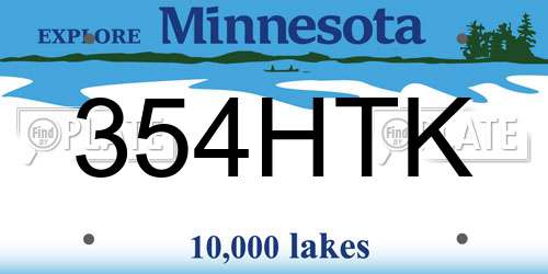 354HTK Minnesota License Plate