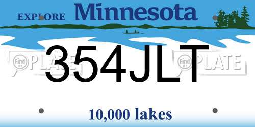 354JLT Minnesota License Plate