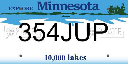 354JUP Minnesota License Plate
