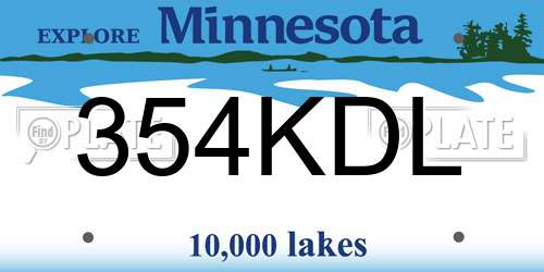 354KDL Minnesota License Plate