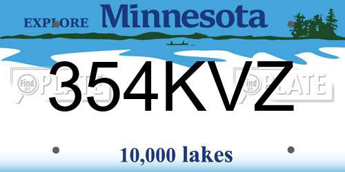 354KVZ Minnesota License Plate