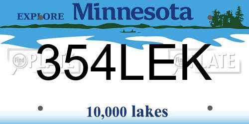 354LEK Minnesota License Plate