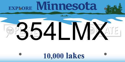 354LMX Minnesota License Plate