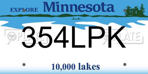 354LPK Minnesota License Plate