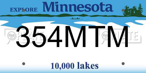 354MTM Minnesota License Plate