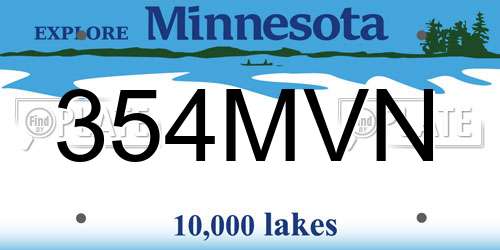 354MVN Minnesota License Plate