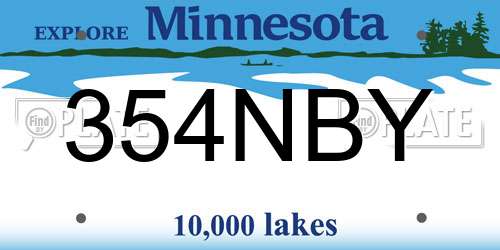354NBY Minnesota License Plate