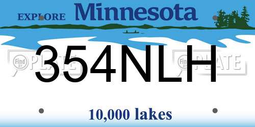 354NLH Minnesota License Plate