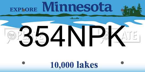 354NPK Minnesota License Plate