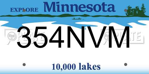 354NVM Minnesota License Plate
