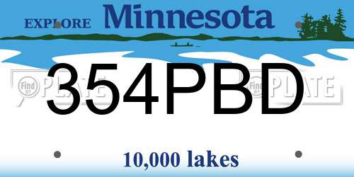 354PBD Minnesota License Plate