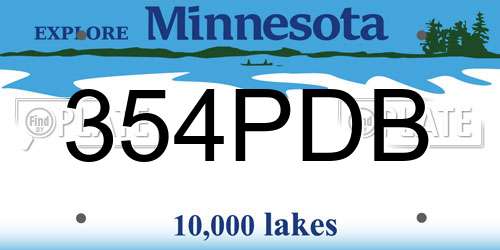 354PDB Minnesota License Plate