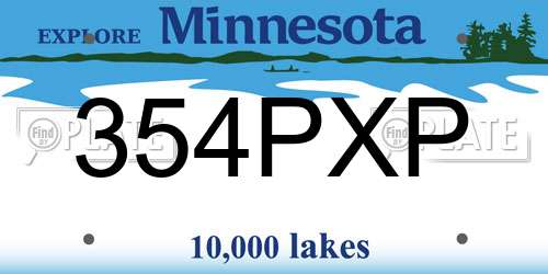 354PXP Minnesota License Plate