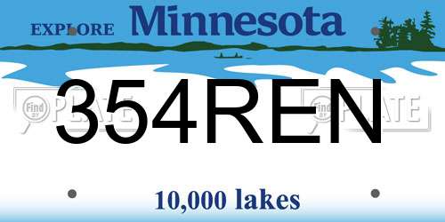 354REN Minnesota License Plate