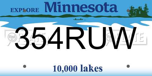 354RUW Minnesota License Plate