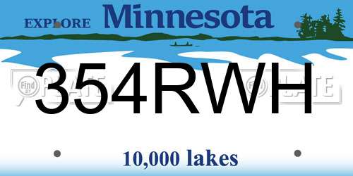 354RWH Minnesota License Plate