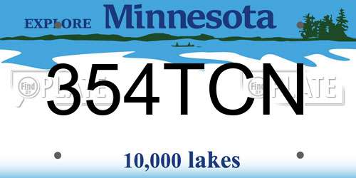 354TCN Minnesota License Plate