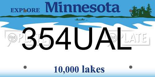 354UAL Minnesota License Plate