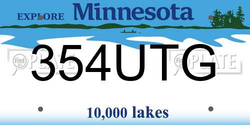 354UTG Minnesota License Plate