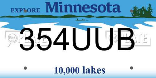 354UUB Minnesota License Plate
