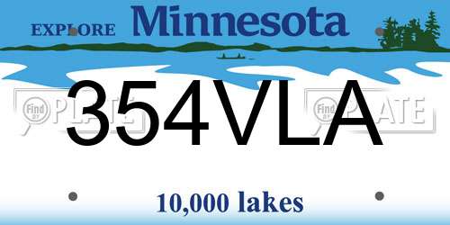 354VLA Minnesota License Plate