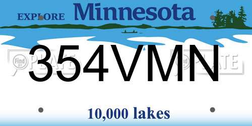 354VMN Minnesota License Plate