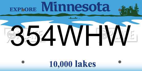 354WHW Minnesota License Plate