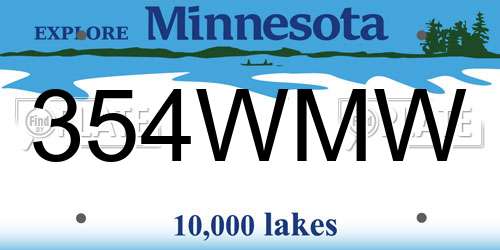 354WMW Minnesota License Plate