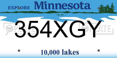 354XGY Minnesota License Plate