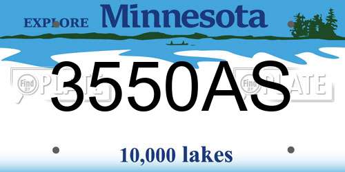 3550AS Minnesota License Plate